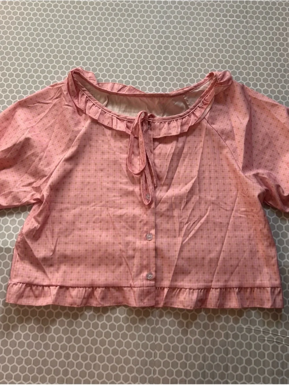 Girls' Pink Plaid Pajama Set - Kids Sleepwear. Size S